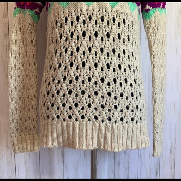 American Eagle Colorful Open Knit Geometric Sweater - Picture 3 of 5